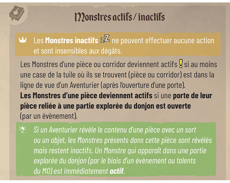 Monstres actifs / inactifs